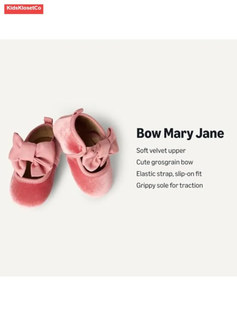 Baby Girls Mary Jane Shoes with Bow Detail Velvet Upper